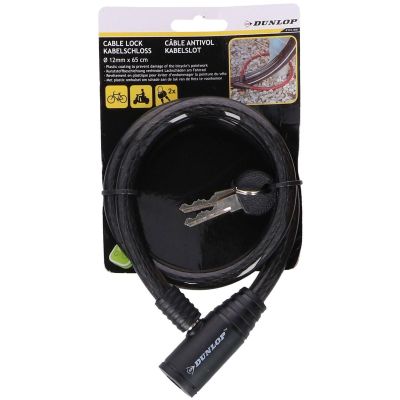 3. ZAPIĘCIE ROWEROWE SPIRALNE NA KLUCZ 1.2x65CM CZARNE DUNLOP