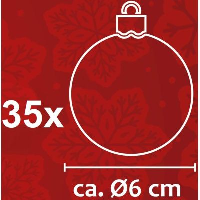 43. BOMBKA DEKORACYJNA PLASTIKOWA 6CM SET 35 SZT CZERWONA
