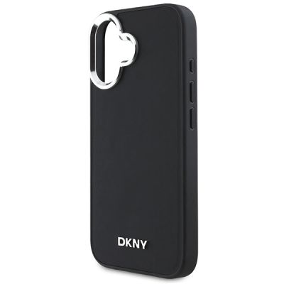 6. Etui DKNY Plain Silver Logo MagSafe na iPhone 16 - czarne