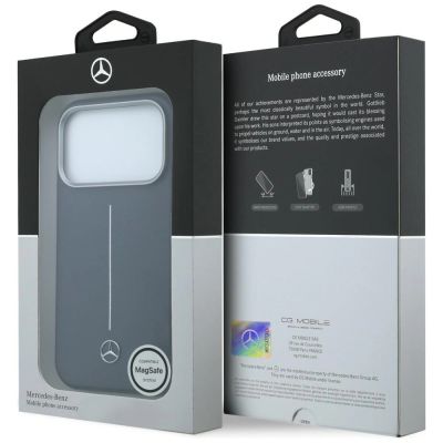 8. Etui Mercedes Leather Semi Wrap Iconic Line MagSafe na iPhone 17 Pro Max - granatowe