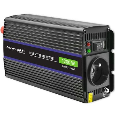 8. QOLTEC PRZETWORNICA NAPIĘCIA MONOLITH 1200 MS WAVE | 12V NA 230V | 600/1200W | USB