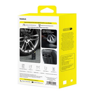 6. Kompresor bezprzewodowy Baseus GoTrip VA1 Super Mini z 3 końcówkami - czarny