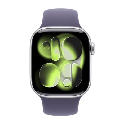 3. Apple Watch Series 11 GPS 42mm Srebrna aluminiowa koperta z fioletowym paskiem sportowym Fog - M/L