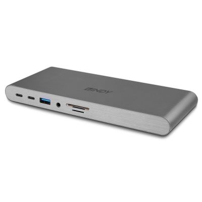 4. Lindy 43349 stacja dokująca Przewodowa USB 3.2 Gen 1 (3.1 Gen 1) Type-C Srebrny