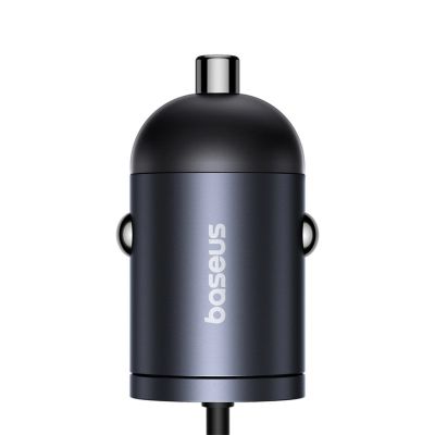 3. Ładowarka samochodowa Baseus Tiny Star 30W z wbudowanym spiralnym kablem USB-C - czarna