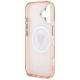 7. Etui Guess IML Metal Glitter 4G Circle Triangle MagSafe na iPhone 16 - różowe