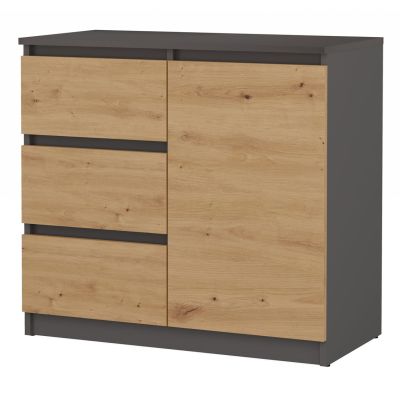 KOMODA 1 DRZWI 3 SZUFLADY ANTRACYT/ARTISAN KOMPLET