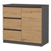 KOMODA 1 DRZWI 3 SZUFLADY ANTRACYT/ARTISAN KOMPLET