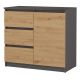 KOMODA 1 DRZWI 3 SZUFLADY ANTRACYT/ARTISAN KOMPLET