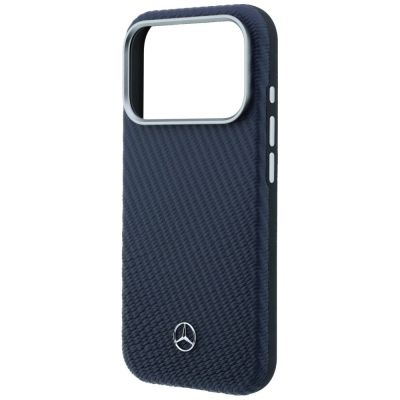 6. Etui Mercedes Leather Semi Wrap Wood Effect MagSafe na iPhone 17 Pro Max - granatowe