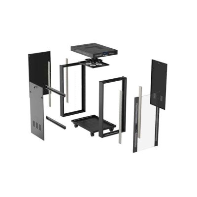 3. LANBERG SZAFA INSTALACYJNA RACK STOJĄCA 19" 24U 600X800 CZARNA DRZWI PRZESZKLONE LCD (FLAT PACK) V2