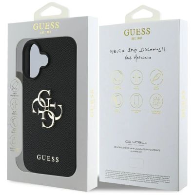 8. Etui Guess Grained Big 4G Logo Small Classic Logo na iPhone 16 - czarne