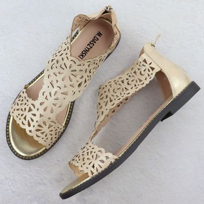 4. Sandały damskie ażurowe platynowe złote M.Daszyński MR24148-2