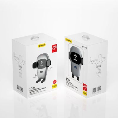 5. Automatyczny uchwyt samochodowy Dudao z wbudowaną ładowarką bezprzewodową Qi 15W szary (F20xs)