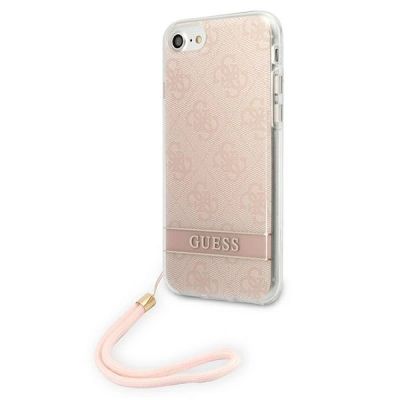 2. Etui Guess 4G Print Strap na iPhone SE 2022 / SE 2020 / 7 / 8 - różowe