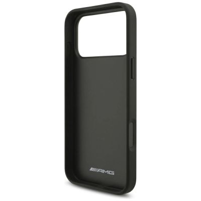 7. Etui Mercedes AMG Leather Debossed Lines Logo na iPhone 18 Pro Max / 17 Pro Max - czarne