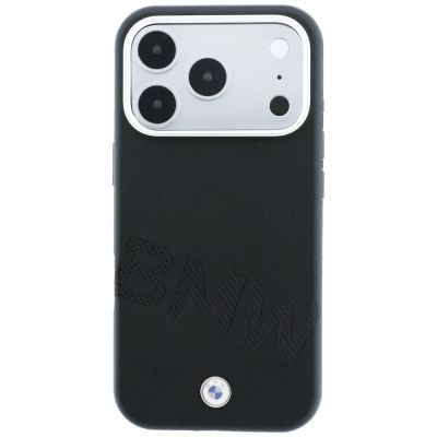 3. Etui BMW Sign Inclined Deboss Letters MagSafe na iPhone 17 Pro / 18 Pro - czarne