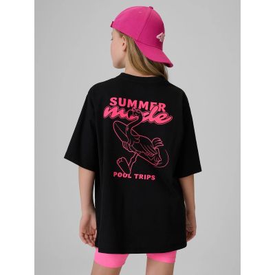 2. T-shirt loose z nadrukiem dziewczęcy 4F 4FJRSS26TTSHF3910-20S