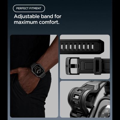 8. Pasek z obudową Spigen Rugged Armor Pro na Apple Watch 42 mm - czarny matowy