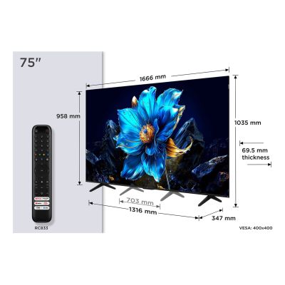 2. Telewizor TCL 75P79K QLED 75" 4K Ultra HD Google TV Dolby Atmos DVB-T2 Metaliczny