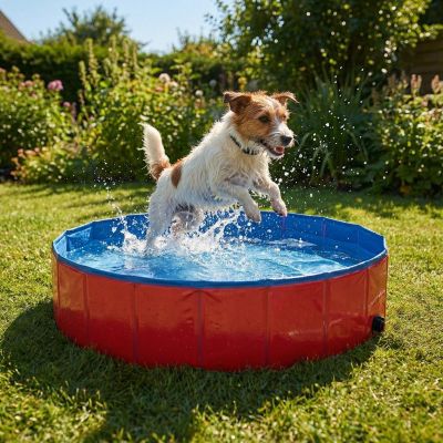 10. BASEN OGRODOWY SKŁADANY DLA PSA 80X30CM CZERWONY MAXPRO