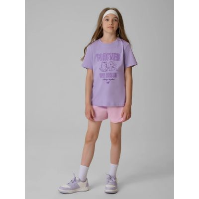 4. T-shirt regular z nadrukiem dziewczęcy 4F 4FJRAW26TTSHF4240-52S