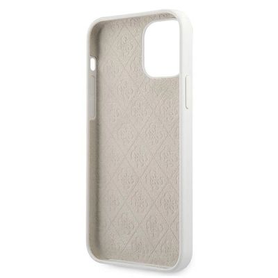 7. Etui Guess Metal Logo Script na iPhone 12 mini - białe