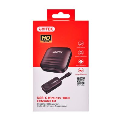 5. UNITEK BEZPRZEWODOWY NADAJNIK HDMI DO 50M, USB-C, CZARNY