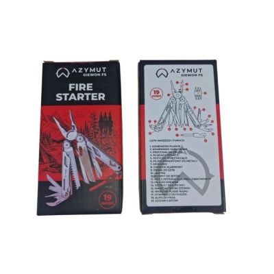 8. Multitool AZYMUT Giewon FS - Fire Starter - 19 narzędzi - krzesiwo + gwizdek + kabura do pasa (H2038A)