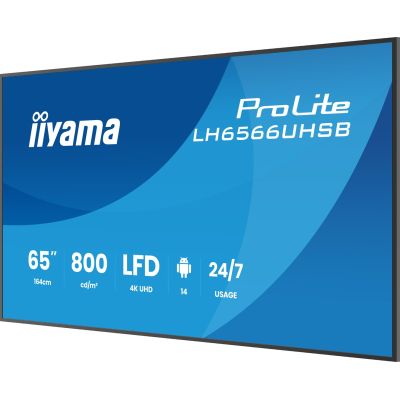 7. iiyama LH6566UHSB-B1AG signage display Płaski panel Digital Signage 165,1 cm (65") LCD Wi-Fi 800 cd/m2 4K Ultra HD Czarny Procesor wbudowany Android 24/7