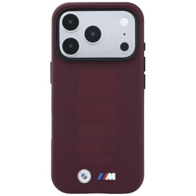 3. Etui BMW M Blue Perfo Metal Logo MagSafe na iPhone 18 Pro Max / 17 Pro Max - bordowe