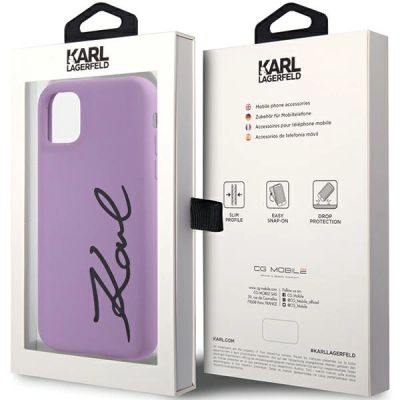 8. Etui Karl Lagerfeld Silicone Signature na iPhone 11 / Xr - purpurowe