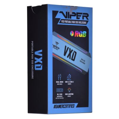 7. PATRIOT VXD obudowa SSD USB3.2 M.2 NVMe 1.3 do 2TB Aluminium RGB