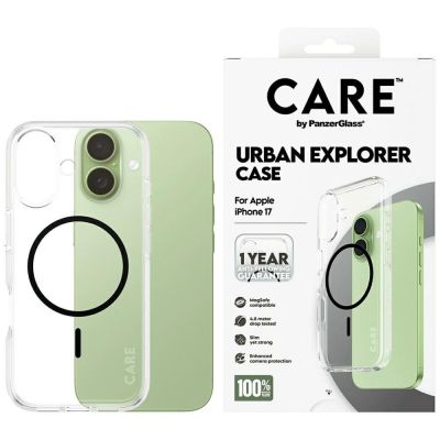 Etui CARE by PanzerGlass Flagship Urban Explorer w. Black MagSafe na iPhone 17 - przezroczyste