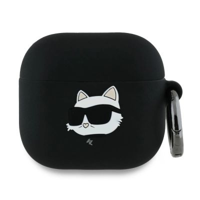 Etui Karl Lagerfeld Silicone Choupette Head 3D na AirPods 4 - czarne