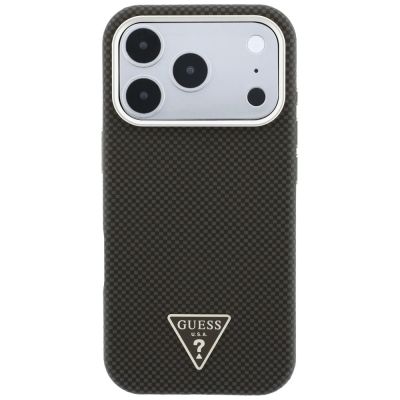 3. Etui Guess Kevlar Triangle Logo MagSafe na iPhone 17 Pro / 18 Pro - brązowe
