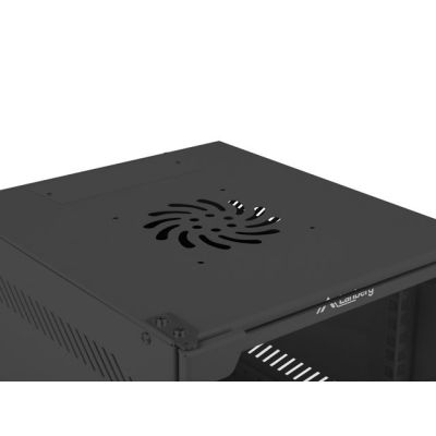 5. Szafa instalacyjna rack wisząca 10" 12U 280x310 czarna drzwi szklane Lanberg (Flat Pack)