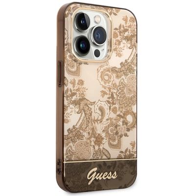 4. Etui Guess Porcelain Collection na iPhone 14 Pro Max - beżowe