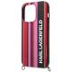 5. Etui Karl Lagerfeld Color Stripes Strap na iPhone 14 Pro - różowe