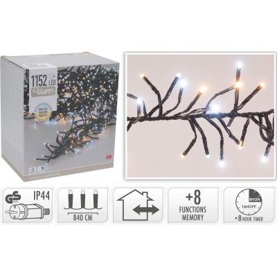 16. LAMPKI CHOINKOWE ŁAŃCUCH ŚWIETLNY 1152 LED TIMER ZIMNY I CIEPŁY BIAŁY