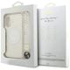 8. Etui Guess IML Flowers Electro Pearl Strap MagSafe na iPhone 17 - białe