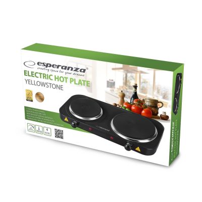 60. ESPERANZA KUCHENKA ELEKTRYCZNA YELLOWSTONE 1500W + 1000W CZARNA EKH014K