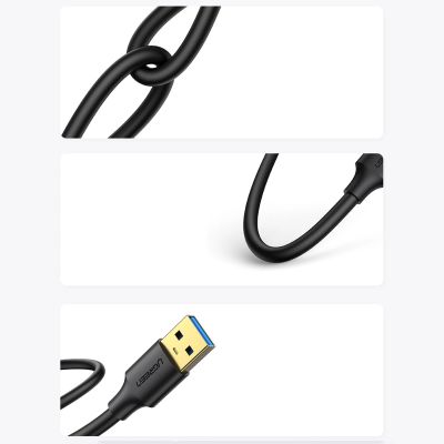 8. Kabel Ugreen US128 90576 USB-A 3.0 / USB-A 3.0 5Gb/s 3m - czarny