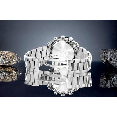 6. Zegarek Męski Giewont Chronograph Sapphire Srebrno Niebieski GW8720-B3