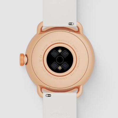 4. Zegarek hybrydowy Withings ScanWatch 2 - Stal nierdzewna - Hybrydowy inteligentny zegarek z paskiem - Fluoroelastomer - Rozmiar nadgarstka: 146-211 mm - Jednolity kolor - Bluetooth - 34,6 g - Piasek