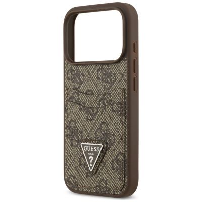 6. Etui Guess 4G nauble Card Triange na iPhone 18 Pro / 17 Pro - brązowe