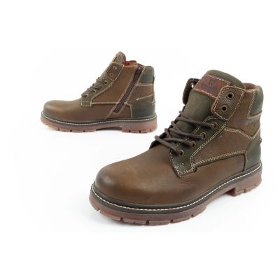 8. Wrangler Allan Mid buty męskie sztyblety trzewiki eleganckie skórzane zielone brązowe