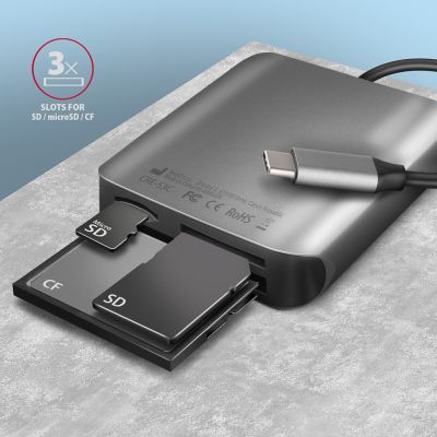 3. Axagon CRE-S3C czytnik kart USB 3.2 Gen 1 (3.1 Gen 1) Type-C Szary