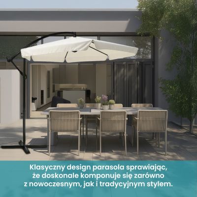 12. Extralink Black Forest Garden Umbrella with Side Panels, Large 3m Beige Cantilever Parasolowy do patio ze wspornikiem Sześciokąt Beżowy, Czarny