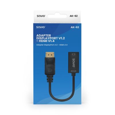 3. SAVIO ADAPTER DISPLAYPORT (M) V1.2 - HDMI A (F) V1.4, 4K AK-62